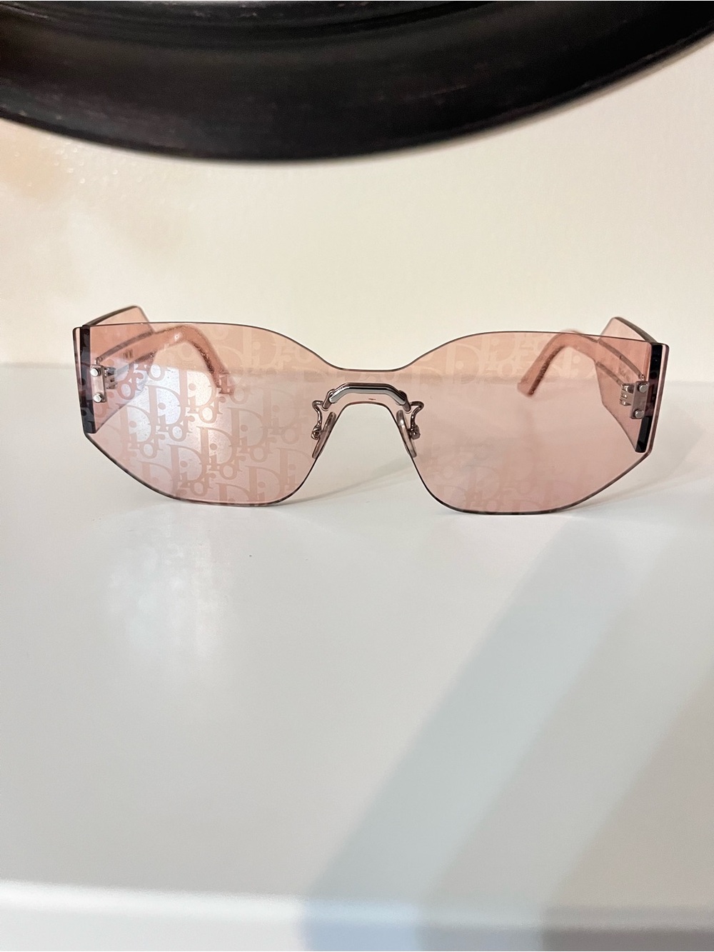 Dior Pink Rimless Monogram Shield Sunglasses